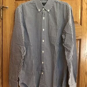 Men’s JCrew Navy Blue White Plaid button down shirt Medium